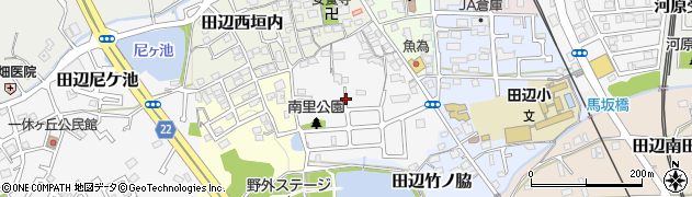 京都府京田辺市田辺南里周辺の地図