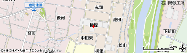 愛知県西尾市笹曽根町（横堤）周辺の地図