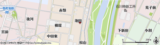 愛知県西尾市笹曽根町（池田）周辺の地図