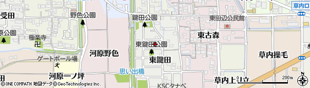 京都府京田辺市東鍵田周辺の地図