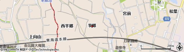 愛知県豊川市御津町赤根半郷周辺の地図