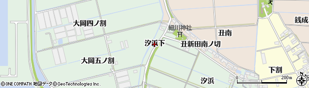 愛知県西尾市一色町細川（汐浜下）周辺の地図
