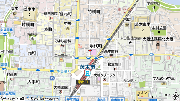〒567-0816 大阪府茨木市永代町の地図