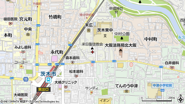 〒567-0821 大阪府茨木市末広町の地図