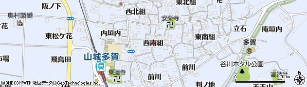 京都府綴喜郡井手町多賀西南組周辺の地図