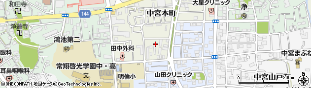 大阪府枚方市中宮本町周辺の地図