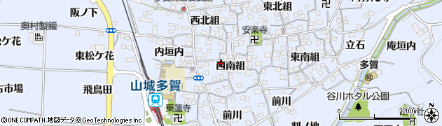 京都府綴喜郡井手町多賀西南組19周辺の地図