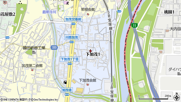 〒666-0022 兵庫県川西市下加茂の地図