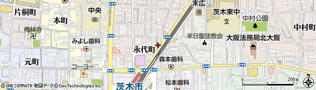 阪急茨木北口周辺の地図