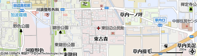 京都府京田辺市東古森周辺の地図