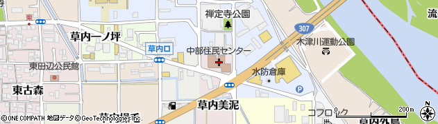 京田辺市立中央図書館　中部分室周辺の地図