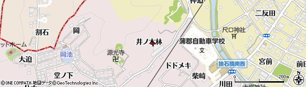 愛知県蒲郡市鹿島町（井ノ木林）周辺の地図