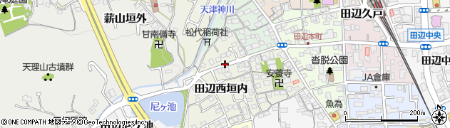 京都府京田辺市田辺西垣内周辺の地図