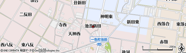 愛知県西尾市一色町池田池丑新田周辺の地図
