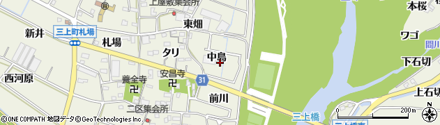 愛知県豊川市三上町中島周辺の地図