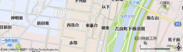愛知県西尾市笹曽根町（東落合）周辺の地図