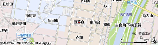 愛知県西尾市笹曽根町西落合周辺の地図