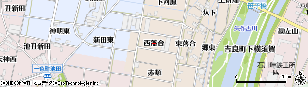 愛知県西尾市笹曽根町（西落合）周辺の地図