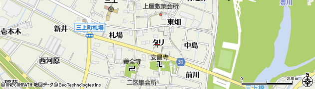 愛知県豊川市三上町タリ周辺の地図