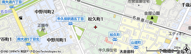 愛知県豊川市松久町周辺の地図