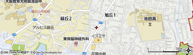 ホワイト急便池田旭丘店周辺の地図