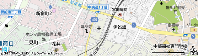 愛知県豊川市古宿町中通周辺の地図