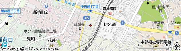 愛知県豊川市古宿町（中通）周辺の地図