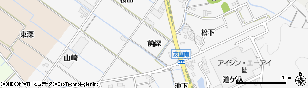 愛知県西尾市吉良町友国（前深）周辺の地図
