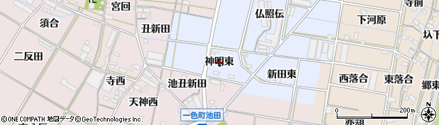 愛知県西尾市平口町（神明東）周辺の地図