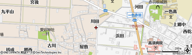 愛知県西尾市一色町治明川田7周辺の地図
