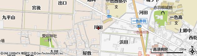 愛知県西尾市一色町治明川田周辺の地図