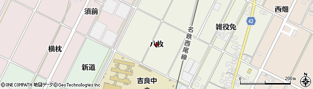 愛知県西尾市吉良町上横須賀（八枚）周辺の地図