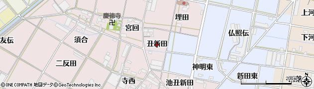 愛知県西尾市一色町池田（丑新田）周辺の地図