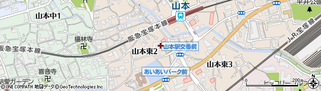 兵庫県宝塚市山本東周辺の地図