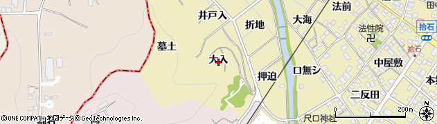 愛知県蒲郡市拾石町大入周辺の地図