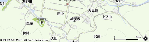 愛知県豊橋市石巻中山町（城屋敷）周辺の地図