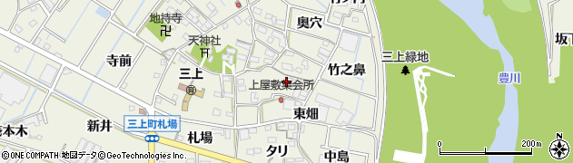 愛知県豊川市三上町（上屋敷）周辺の地図