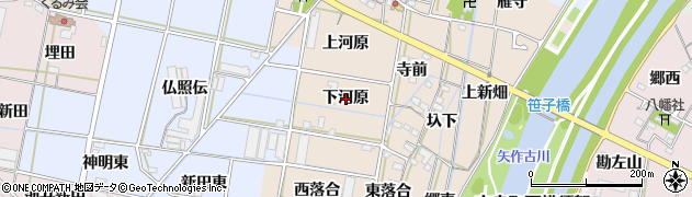 愛知県西尾市笹曽根町（下河原）周辺の地図