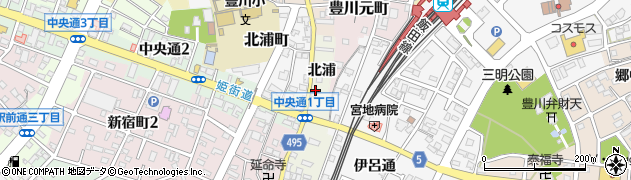 愛知県豊川市古宿町北浦周辺の地図