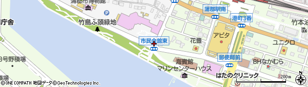 市民会館前周辺の地図