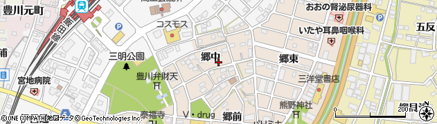 愛知県豊川市馬場町（郷中）周辺の地図