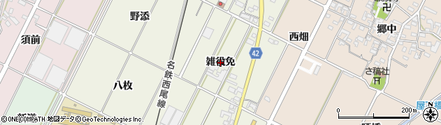 愛知県西尾市吉良町上横須賀（雑役免）周辺の地図