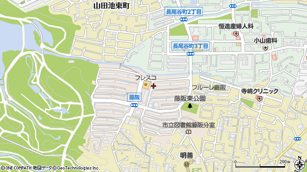 〒573-0158 大阪府枚方市藤阪西町の地図