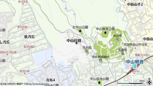 〒665-0868 兵庫県宝塚市中山荘園の地図
