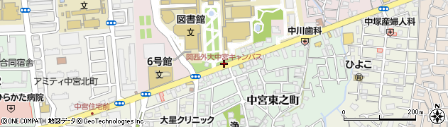 関西外大中宮キャンパス周辺の地図