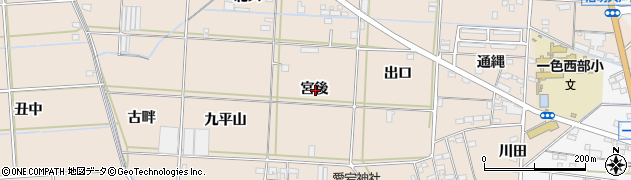 愛知県西尾市一色町治明宮後周辺の地図