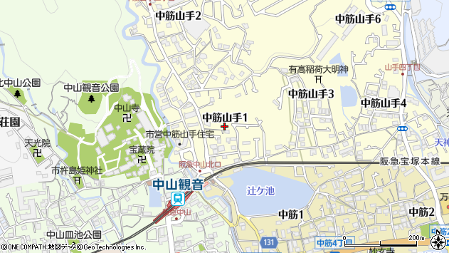 〒665-0875 兵庫県宝塚市中筋山手の地図