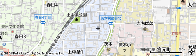大阪府茨木市上中条周辺の地図