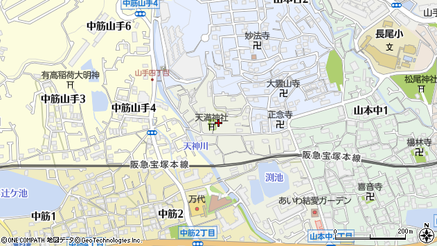 〒665-0884 兵庫県宝塚市山本西の地図