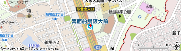 大阪府箕面市周辺の地図